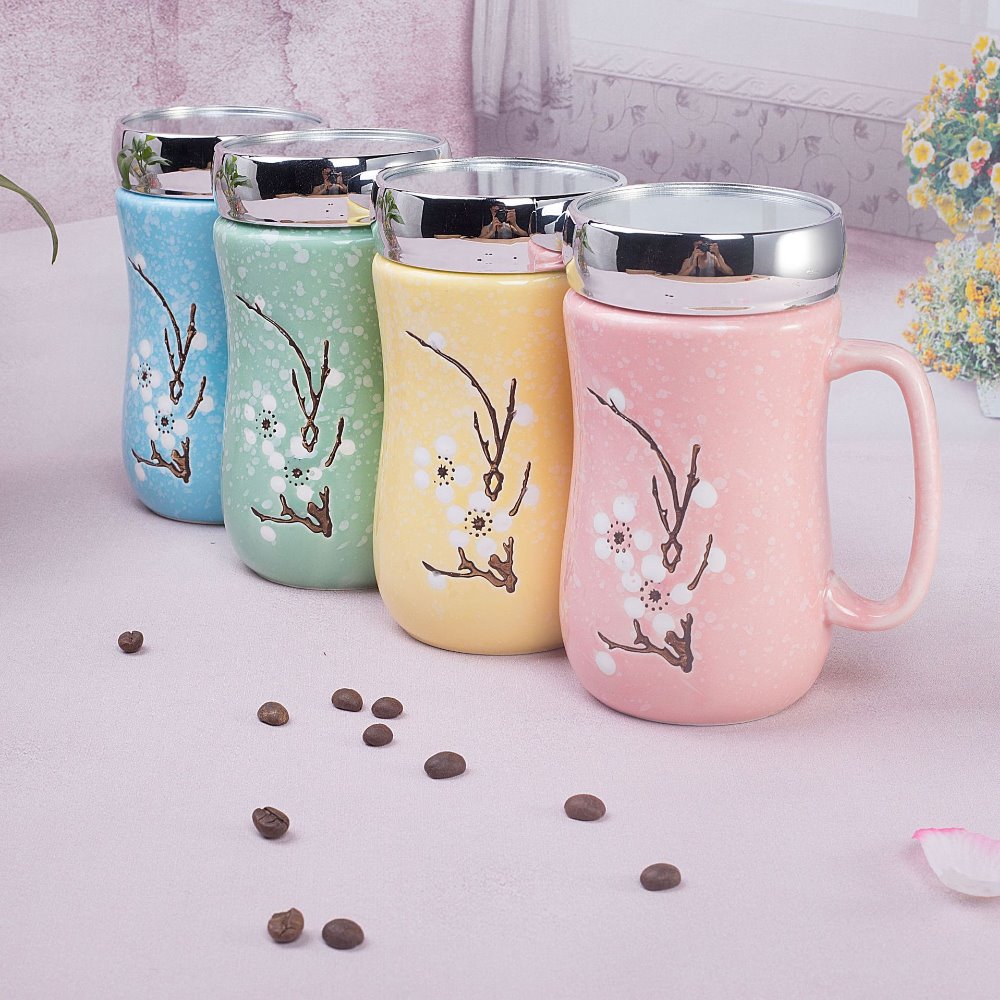 Wholesale popular ceramic mugs with cup cover on alibaba