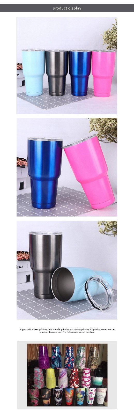30 oz Coffee Mug Insulated Vacuum Double Wall Stainless Steel Tumbler