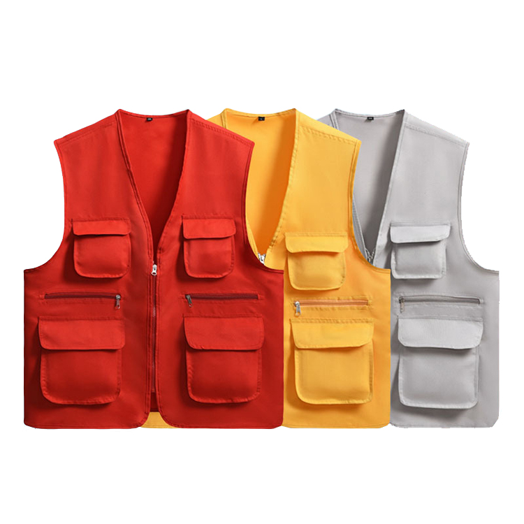 Men's Multi Pockets Outdoor Vest Waistcoat For Camping Photography Volunteer Promotional Advertising Vest Bib