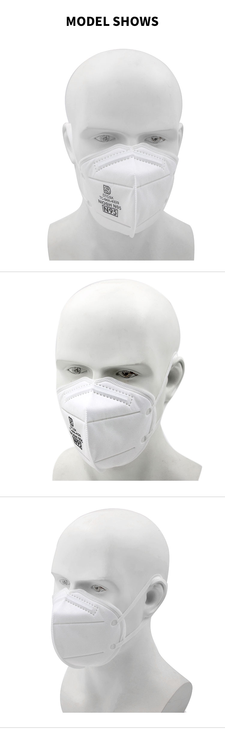 100% Polypropylene Filter Paper 3Ply EarloopDisposable non-woven fabric face mask Color optional Antibacterial N95 face mask
