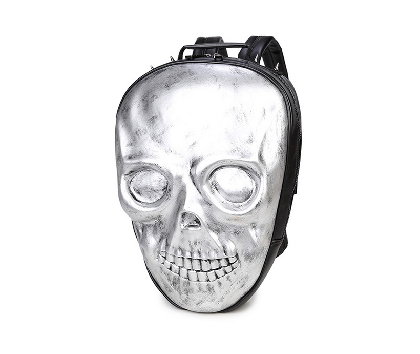 Halloween Scary Face 3D Design Golgo Man Double-shoulder Rivet Sports Notebook Bag Computer Backpack