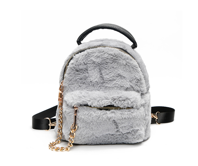 New Design Winter Ladies Cute Creative Schoolbag Mini Simple Fur Backpack