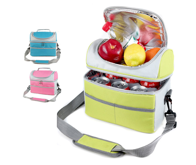 High Quality Two Layer Outdoor Travel Picnic Insulated Thermal Cooler Tote Lunch Bag