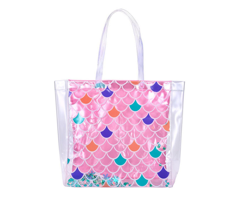 Transparent PVC Beach Bag Ladies Laminated Sequins Waterproof Tote Bag