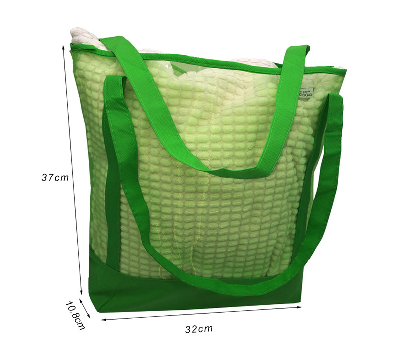 Non woven Beach Mesh Grocery Tote Bag with Pouch