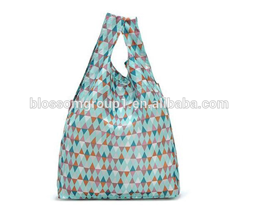 Fashion Style Promotional Eco friendly Foldable Reusable Fancy 100% Ripstop Thick Nylon Shopping Bag With Handle