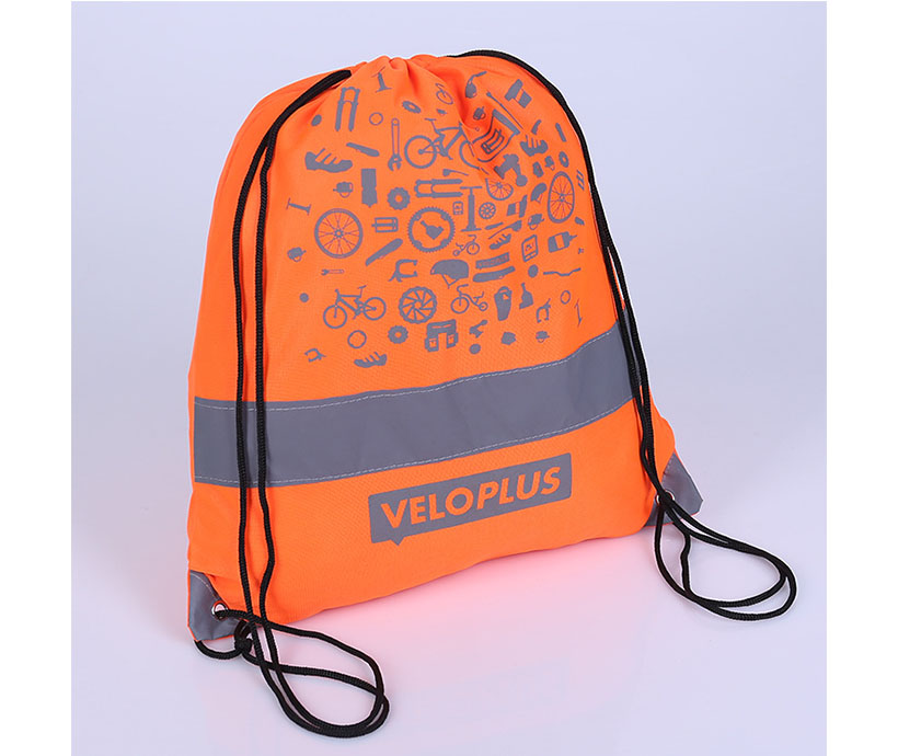 Promotional Custom Logo Sport Gym Reflective Drawstring Cinch Bag