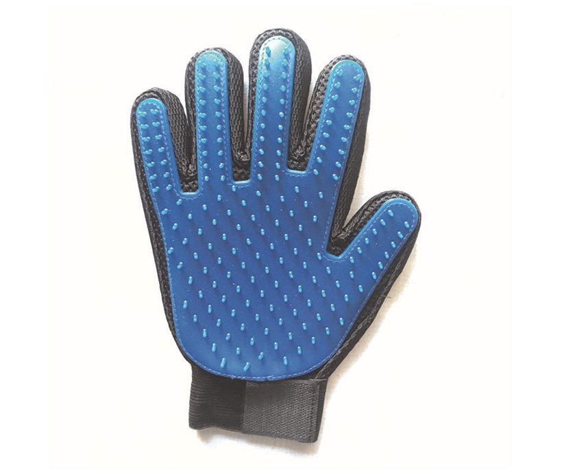 Pet Hair Remover Glove Five Fingers Pet Bathing Brush Tool Blue Silicone Grooming Glove Pet Hair Remover