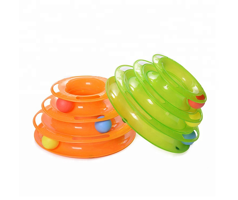 Plastic 3 Levels Cat Toy Mouse Cat Toy Tower of Tracks Pet Toy With Balls