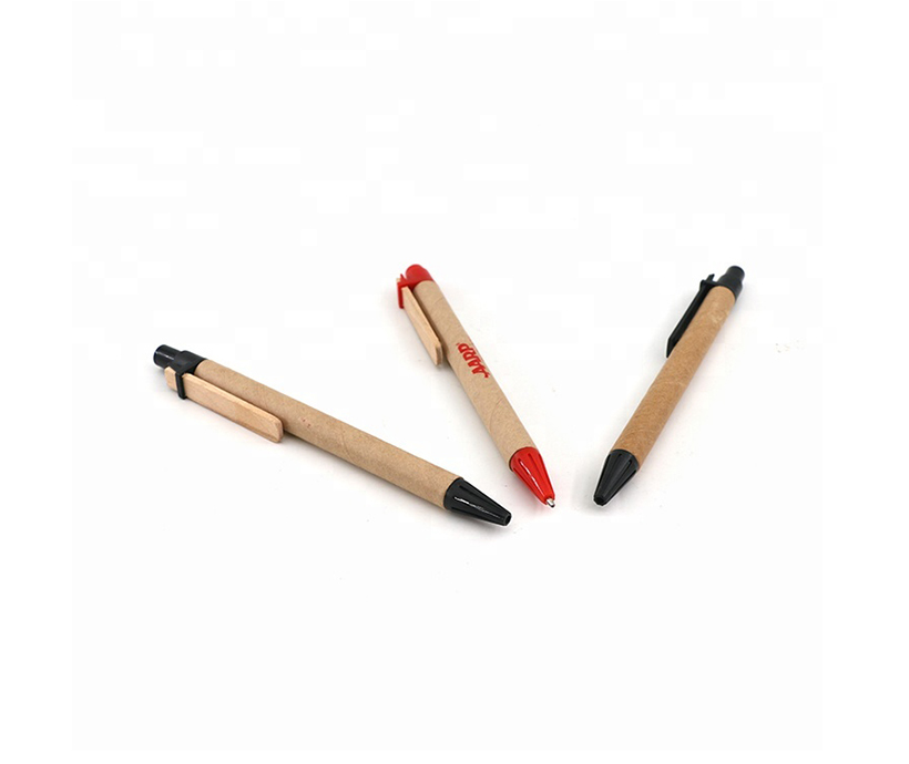 Wholesale Customized Logo Ballpoint Pen Eco-friendly Recycle Kraft Paper Pen