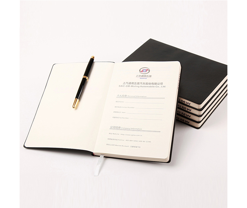 The Classic Black Artificial Leather Business Logo Notebook Custom Printing