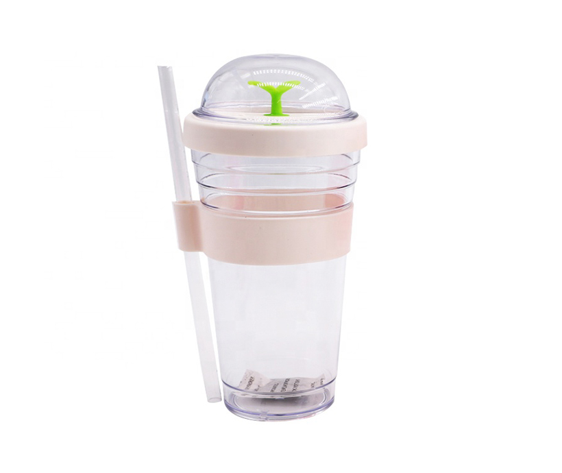 Plastic tumbler with straw and lid new style grass juice tumbler